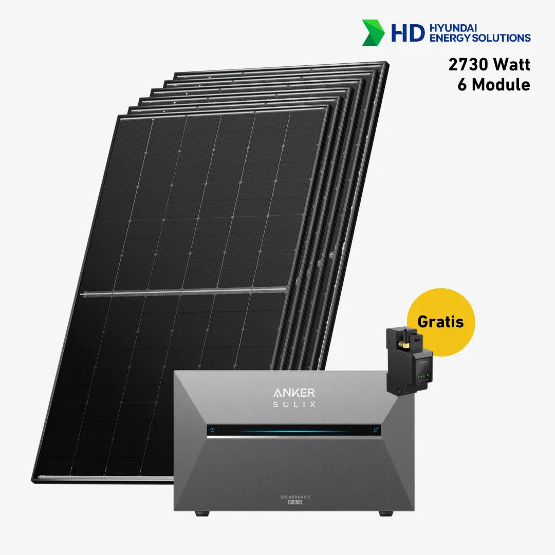 basic Set 2700 Watt mit Anker Solix 3 E2700 Speicher, Sehr Gut Icon und Gratis Anker Smartmeter