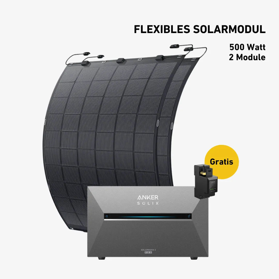 Balkonkraftwerk 500W mit flexiblen Solarmodulen (mit Anker SOLIX Solarbank 3 E2700 Pro)