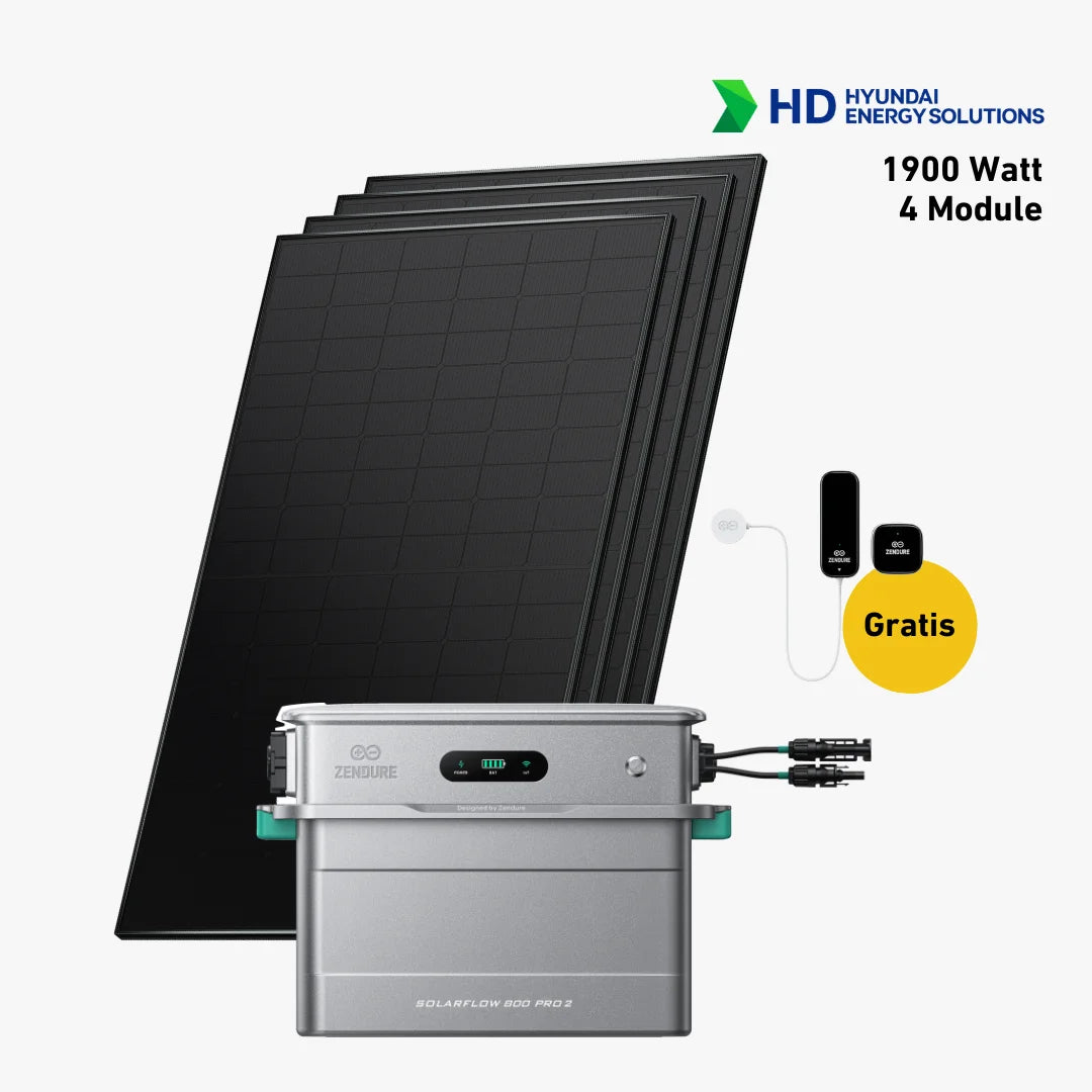 Premium Set 1860 Watt mit Zendure Solarflow 800 Pro 2 Speicher, Sehr Gut Label und Gratis Zendure Smartmeter