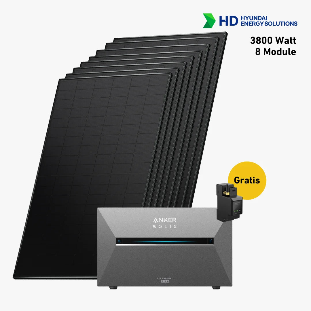 Premium Set 3600 Watt mit Anker Solix 3 E2700 Speicher, Sehr Gut Icon und Gratis Anker Smartmeter