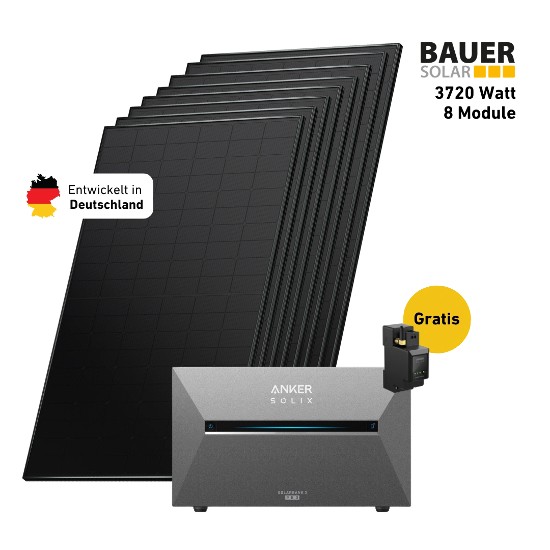 Premium Set 3600 Watt mit Anker Solix 3 E2700 Speicher, Sehr Gut Icon und Gratis Anker Smartmeter