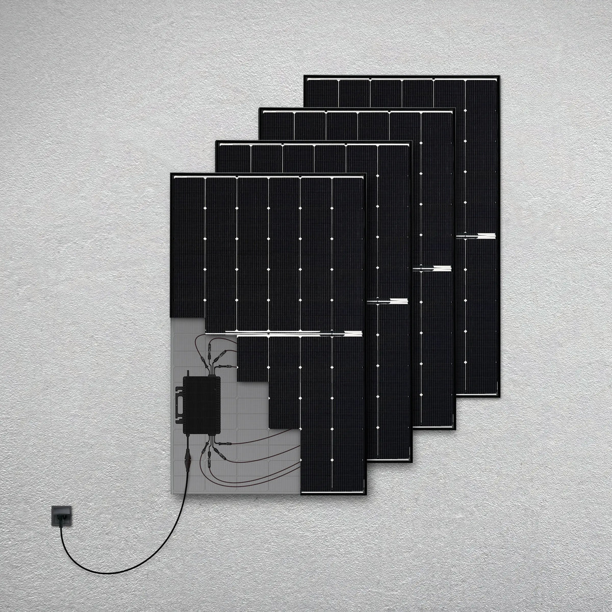 Balkonstrom Basic Pure 1800 bifaziales Balkonkraftwerk Produktbild vier Solarmodule
