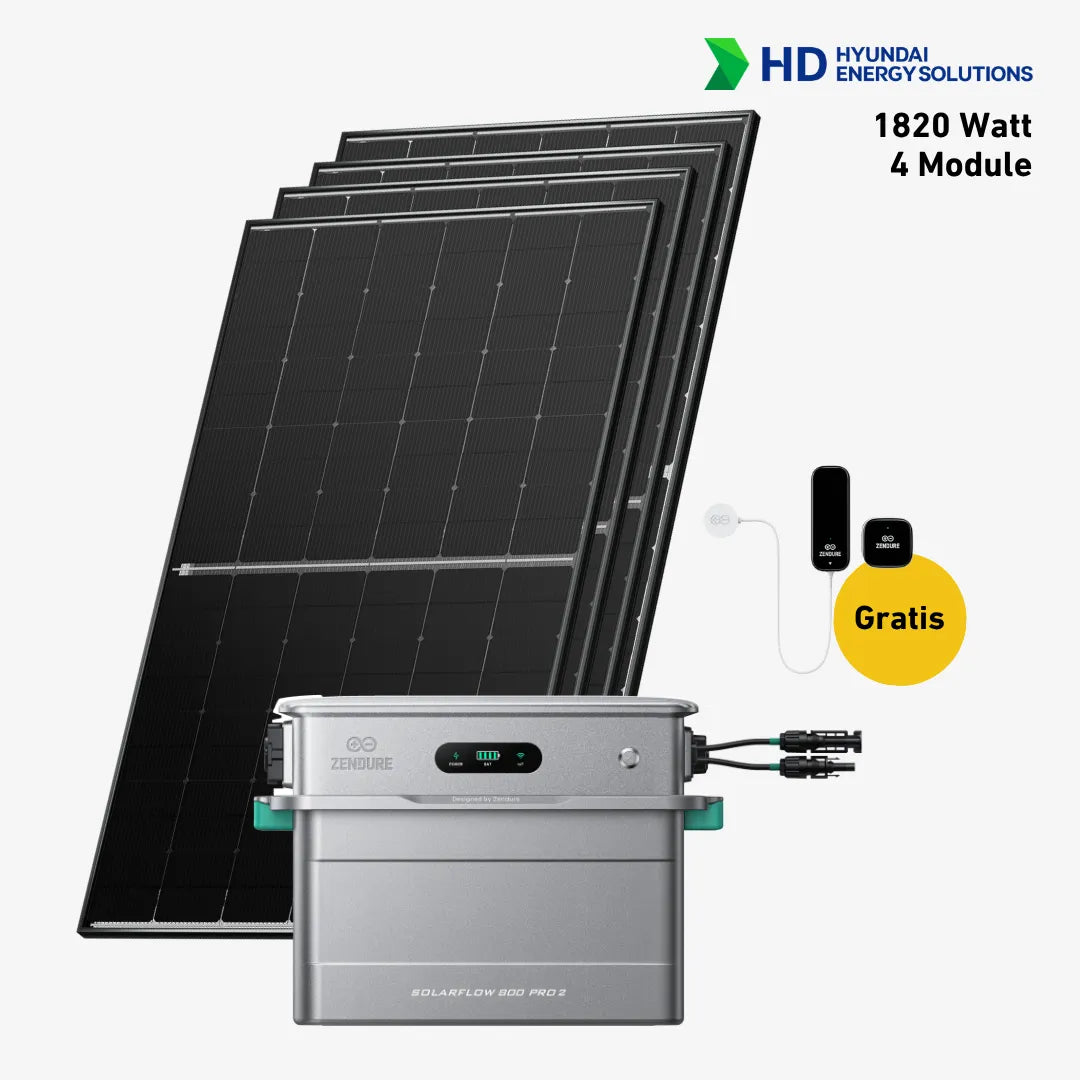 Basic Set 1800 Watt mit Zendure Solarflow 800 Pro Speicher, Sehr Gut Label und Gratis Zendure Smartmeter
