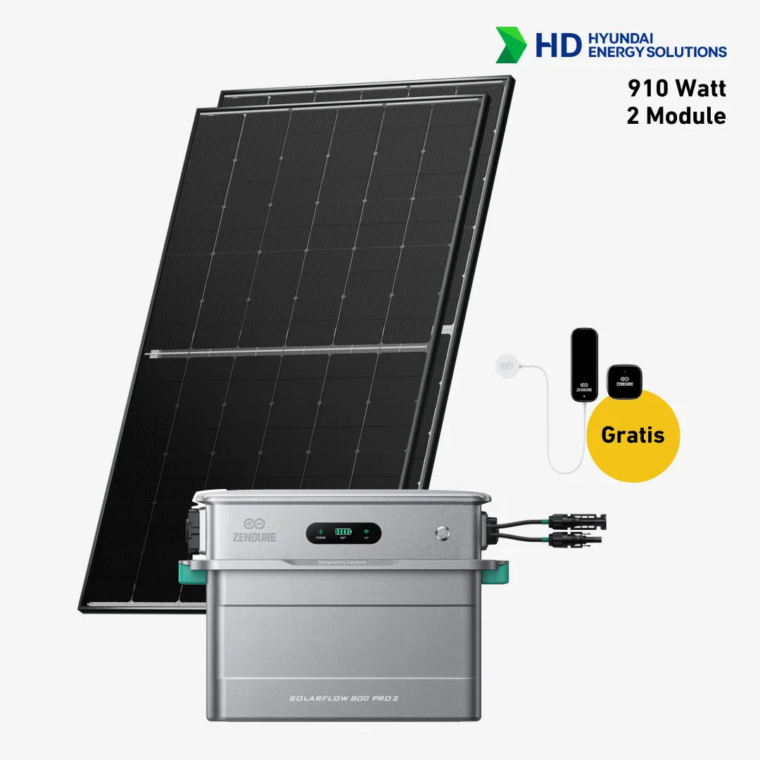 Basic Set 900 Watt mit Zendure Solarflow 800 Pro Speicher, Sehr Gut Label und Gratis Zendure Smartmeter