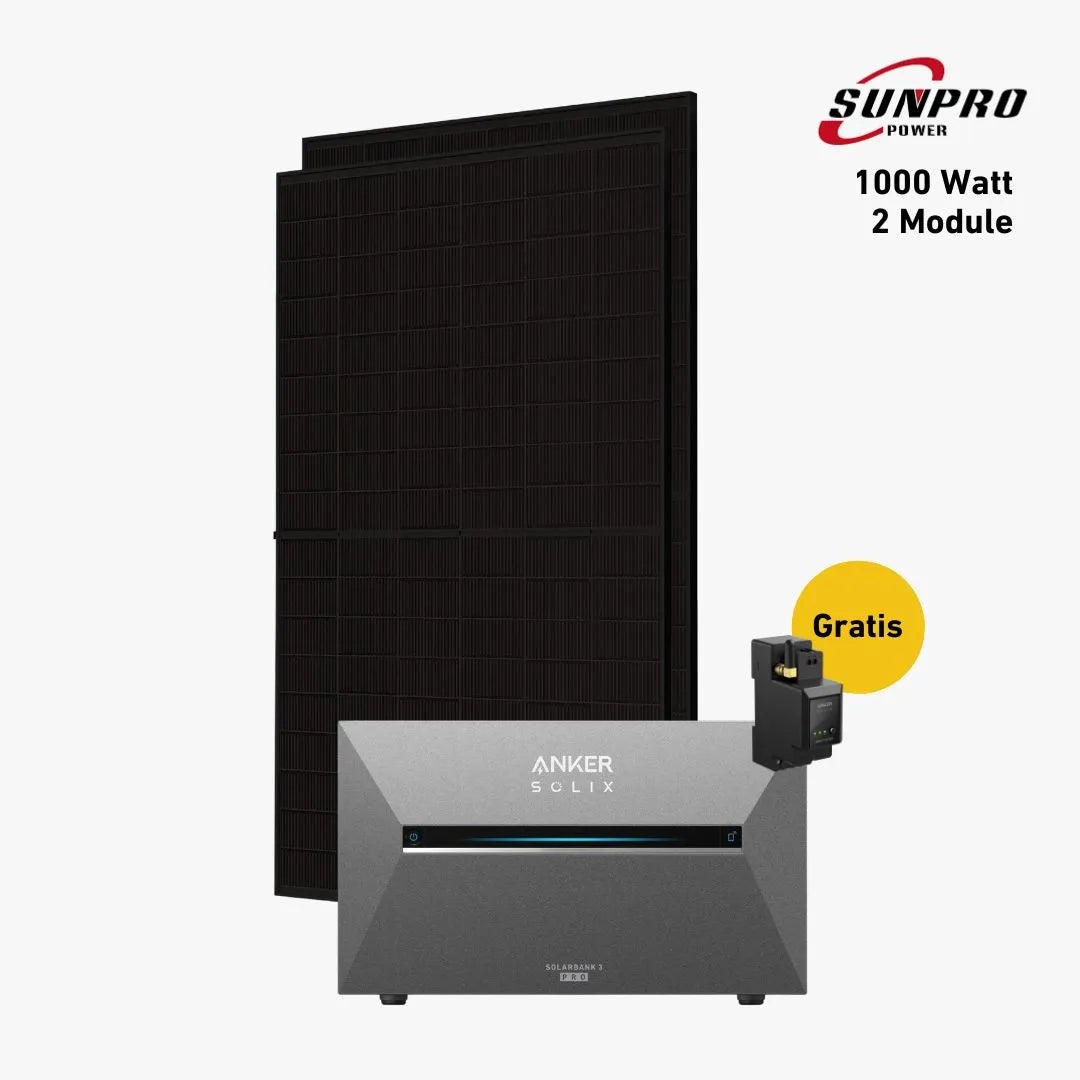 Max 1000 bifazial Pro (mit Anker SOLIX Solarbank 3 E2700 Pro)