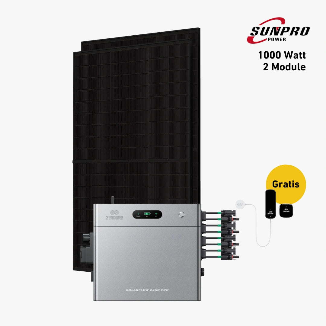 Max 1000 bifazial Pro (mit Zendure Solarflow 2400 Pro)